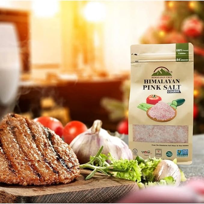 Himalayan Chef Pink Himalayan Salt Coarse Grain, 2 lbs Bag - Pure, Natural, Kosher, Mineral-Rich, Ideal for Grinder Refills, Cooking, Seasoning