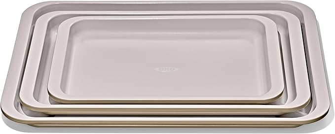 OXO Good Grips Non-Stick Pro Ceramic Coated Metal Bakeware 3-Piece Sheet Pan Set – Biscuit