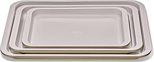 OXO Good Grips Non-Stick Pro Ceramic Coated Metal Bakeware 3-Piece Sheet Pan Set – Biscuit