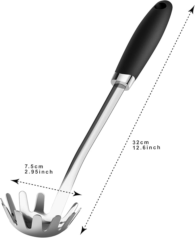 Brushed Stainless Steel Non-Slip Ergonomic Handle Pasta