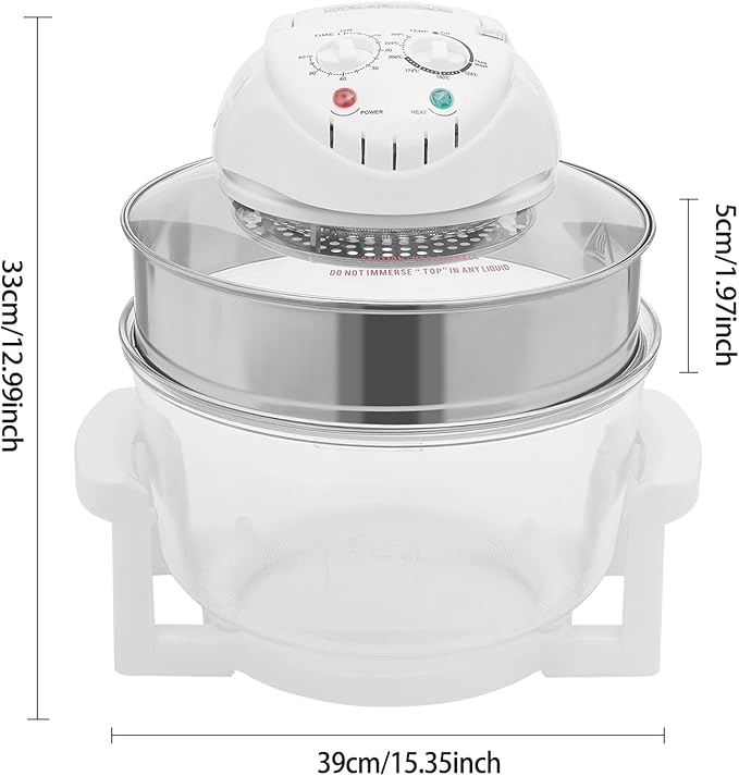 18QT Turbo Air Fryer Oven, Electric Convection Oven Roaster Steamer, Large Countertop Air Fryer Toaster Oven with Glass, 360° Viewable for Family & Party, Steam, Bake and Gril,1200W