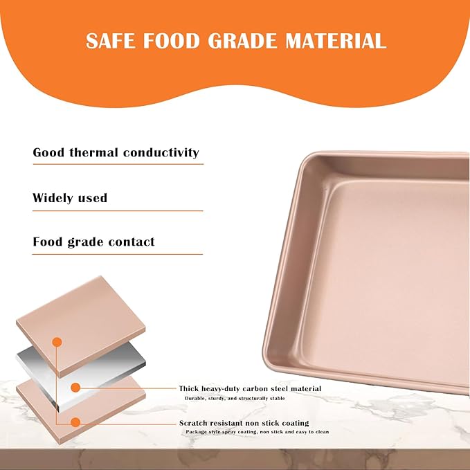 Baking Sheet Pans,2 Pack Nonstick Baking Pans Cookie Sheet Brownie Pan,Bread & Cake Pan, Toaster Oven Tray Bakeware, Small Non stick Baking Tray, Heavy-Duty Bread Loaf Pan (11x9x1.2 Inches)