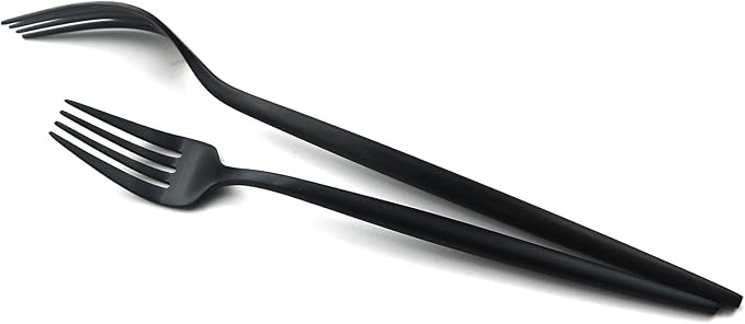 Gugrida 6 Pieces Matte Black Handle 18/10 Stainless Steel Silverware Set, Flatware Set Black Cutlery Set, Utensils Set for Home Restaurant, Dishwasher Safe (Full Black)