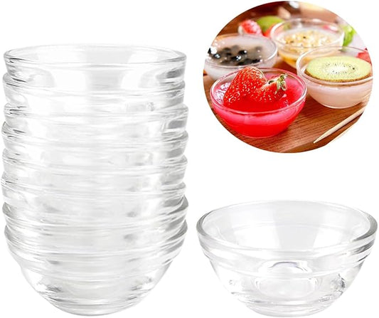 3-Inch Small Glass Bowls Set - Clear Tempered Glass Dessert and Sauce Bowls for Kitchen Prep, Desserts, Dips, Salads, and Candy