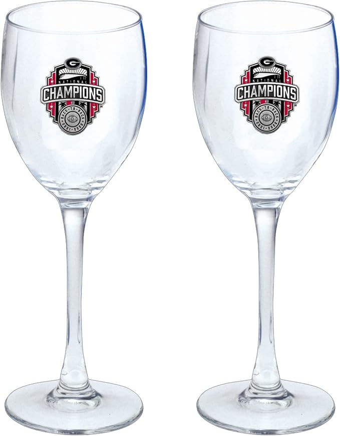 Heritage Pewter Georgia Bulldogs 2022 National Championship Glass Water Goblets – Set of 2 | 12 OZ Goblet Glasses | Expertly Crafted Pewter Glass