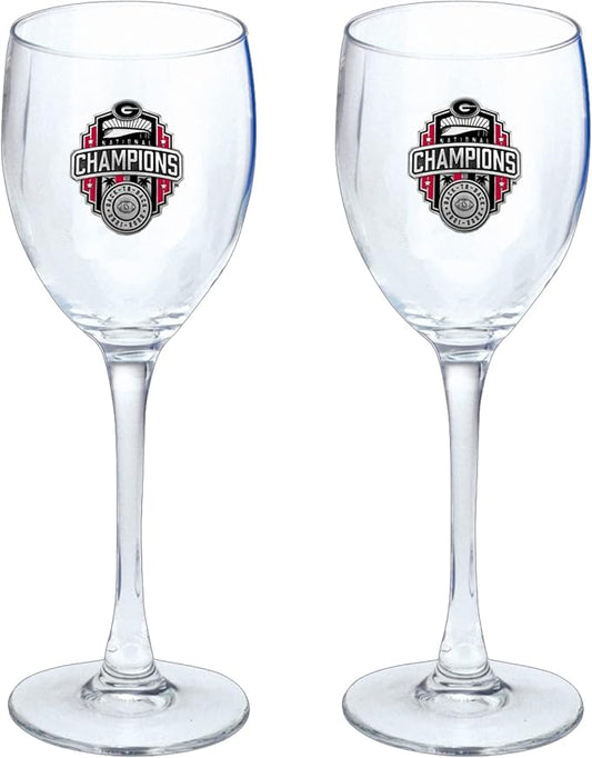 Heritage Pewter Georgia Bulldogs 2022 National Championship Glass Water Goblets – Set of 2 | 12 OZ Goblet Glasses | Expertly Crafted Pewter Glass