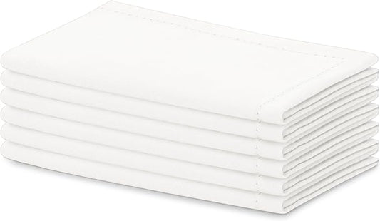 Blue Needles Set of 6 Hemstitch Linen Napkins 100% Cotton White Cloth Dinner Napkins 18x18 inches, Soft, Reusable, Absorbent, Washable, Ideal for Fall Thanksgiving Events, Parties & Everyday Use