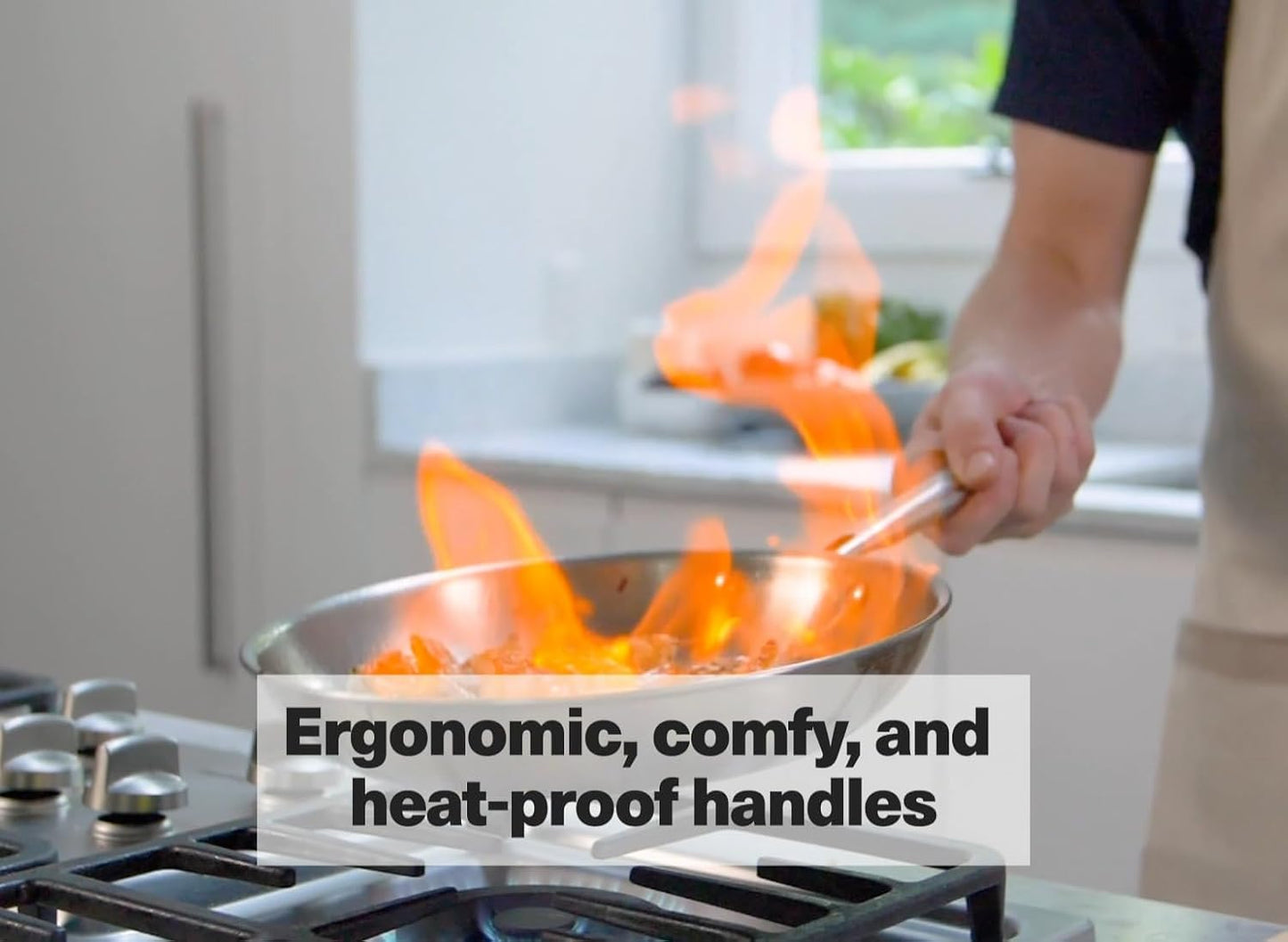 Misen 5-Ply Stainless Steel 12" Frying Pan - Professional Cookware for Induction, Gas and Electric - Dishwasher Safe, Oven Safe to 800°F - Durable, Versatile, Even Heating