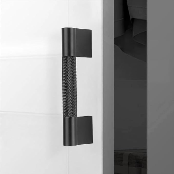 10 Pack 3 inch(76mm) Matte Black Kitchen Cabinet Handles Knurled Cabinet Pulls Black Drawer Pulls Kitchen Hardware