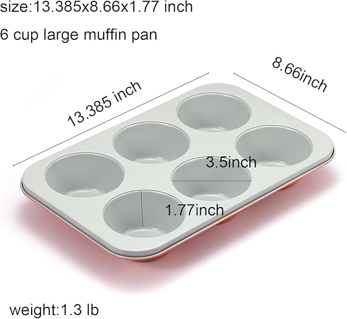 Jumbo Muffin Pan-Large Cupcake Pan Non Stick 6 cup 3.5x1.77 inch Carbon Steel muffin tin for home baking non stick