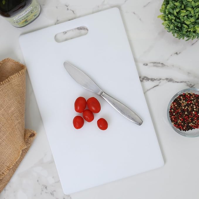 Dexas NSF Polysafe Cutting Board with Handle, 9.5 by 15 inches, White