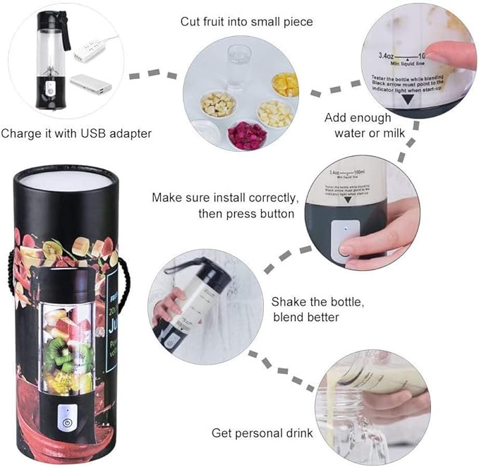 Mini Portable Blender For Shakes and Smoothies,Personal Size Juice Mixing，Leakproof-Lid, Compact, USB-C Rechargeable, Crodless, Convenient for Kitchen, Home, Travel