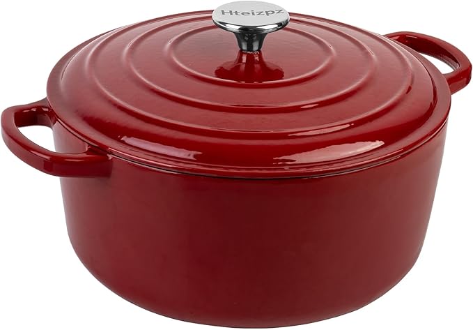 Enameled Cast Iron Dutch Oven Pot with Lid, 5.7 Quart Dutch Oven for Bread Baking, Oven Safe up to 500° F, Suitable for Bread Baking, Braising, Roasting, Stews, Red