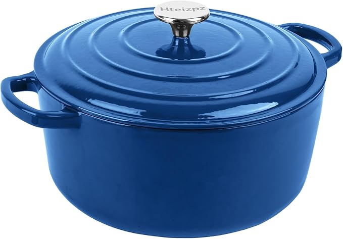 Enameled Cast Iron Dutch Oven Pot with Lid, 5.7 Quart Dutch Oven for Bread Baking, Oven Safe up to 500° F, Suitable for Bread Baking, Braising, Roasting, Stews, Blue