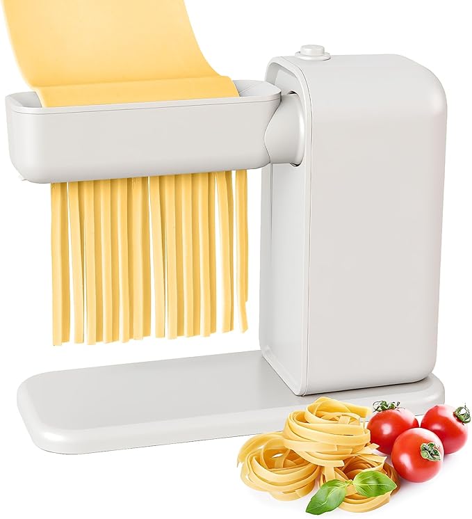 Electric Pasta Maker, 3-in-1 Pasta Maker Machine Includes Pasta Roller Spaghetti Cutter & Fettuccine Cutter with Cleaning Brush, Noodle Maker for Home Use, White