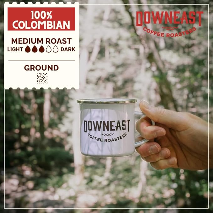 Downeast Coffee Roasters Whole Bean Coffee - 100% Colombian, Medium Roast, 100% Arabica Coffee - Dark Chocolate - Select Central and South American Highlands Ground (2lb Bag, Pack of 6)