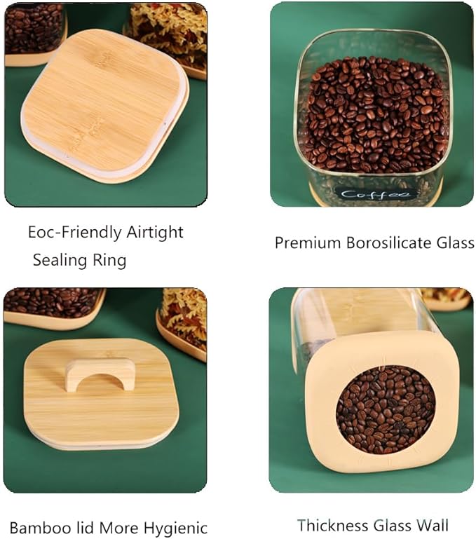 2 Pack 135 oz Glass Food Storage Containers, 1 Gallon Glass Flour and Sugar Containers with Airtight Lids, Large Flour Container for Sugar, Ground Coffee, Rice and Dry Food