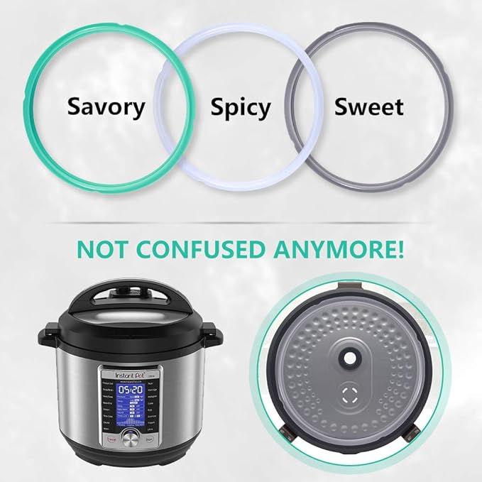 6 Quart Instant Pot Sealing Ring - Replacement Pinch Test 100% Silicone Gasket Seal Rings for 6 Qt Instapot Programmable Pressure Cooker - Insta Pot DUO LUX ULTRA PRO Crisp Accessories for 6QT 3-Pack