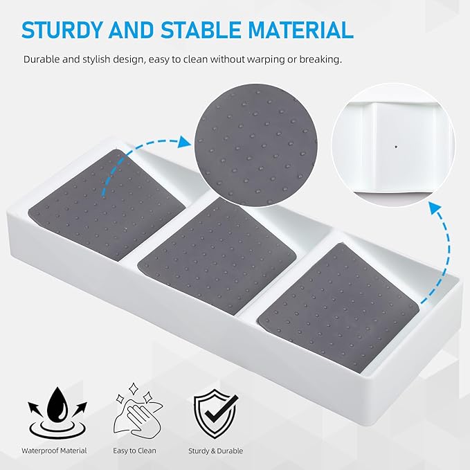 Spice Drawer Organizer, 3 Tier Non-Slip Silicone Seasoning Jars Drawer Insert, Spice Rack Organization for Kitchen Spice Rack Tray for Cabinet Countertop Makeup Storage-2 Pack