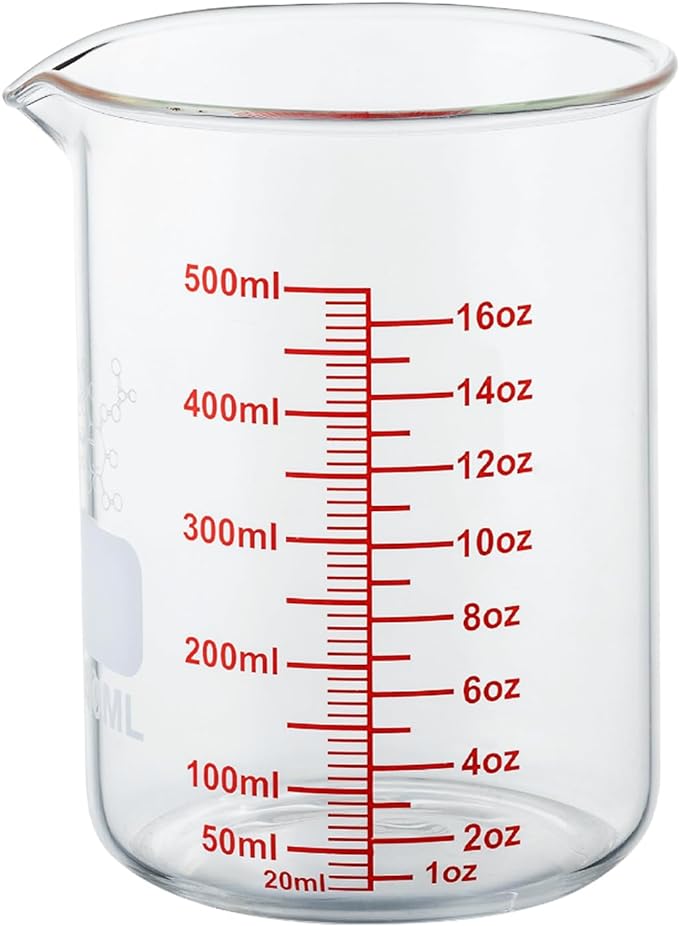 High Borosilicate Glass Measuring Cup-V-Shaped Spout,500ml(16OZ) Glass Measuring Beaker for Kitchen or Restaurant, Easy to Read