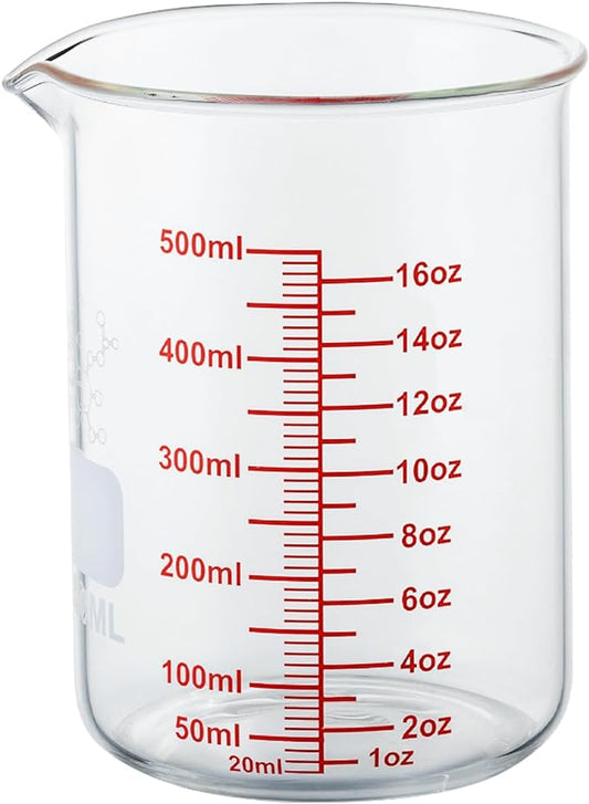 High Borosilicate Glass Measuring Cup-V-Shaped Spout,500ml(16OZ) Glass Measuring Beaker for Kitchen or Restaurant, Easy to Read