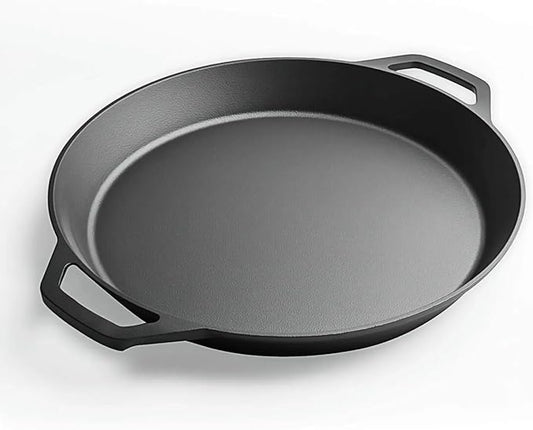 LI-GELISI 18-inch Pre-Seasoned Cast Iron Skillet - Dual Assist Handles - Nitrided Rust-Proof - For Oven, Stovetop, Grill & Campfire