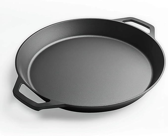 LI-GELISI 16-inch Pre-Seasoned Cast Iron Skillet - Dual Assist Handles - Nitrided Rust-Proof - For Oven, Stovetop, Grill & Campfire