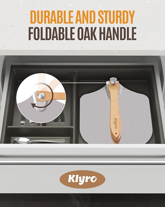 Large Pizza Peel 16 inch, Extra Large Metal Pizza Peel with 14 Inch Stainless Steel Pizza Cutter Rocker 10 Inch Pizza Server, Pizza Paddle with Folding Handle