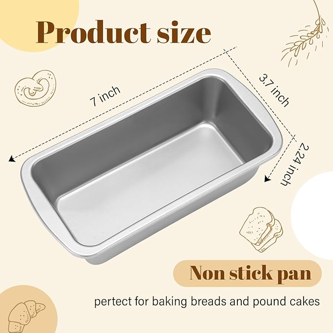 Patelai 4 Pack Small Loaf Pans for Baking Bread Non Stick Bread Pan Rectangle Baking Tray Toast Mold (Silver,7.2 x 3.7 Inch)