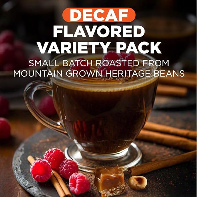 Maud's Flavored Decaf Coffee Pods Variety Pack, 24 ct, 6 Assorted Roasts & Flavors, Decaf Medium Roast Coffee in Recyclable Single Serve Pods - 100% Arabica Coffee, Compatible with Keurig K Cups Maker