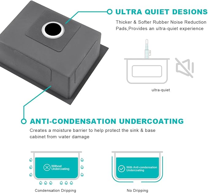 23 x 18 inch Single Faucet Hole Kitchen Sink Drop in, 18 Gauge Stainless Steel Handmade Single Bowl Topmount Kitchen Sink with Grid, Brushed