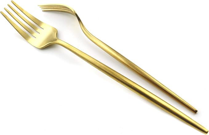 Gugrida 20 Pieces Matte Gold Handle 18/10 Stainless Steel Silverware Set, Flatware Titanium Black Cutlery, Utensils for Home Restaurant Service for 4, Dishwasher Safe (Full Gold)