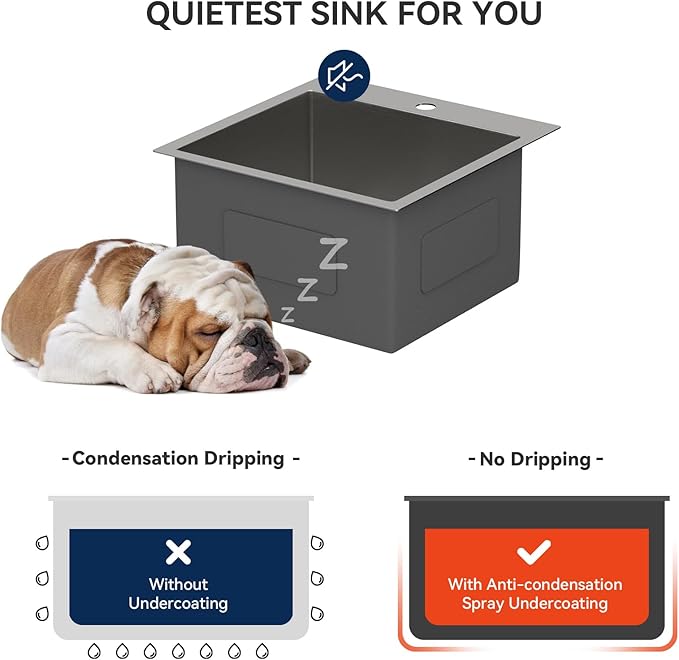 Lordear 18x18 Bar Sink Drop In 16 Gauge T304 Small Kitchen Sink Topmount Bar Prep Island Sink Single Bowl Kitchen Sinks Outdoor Sink 18"