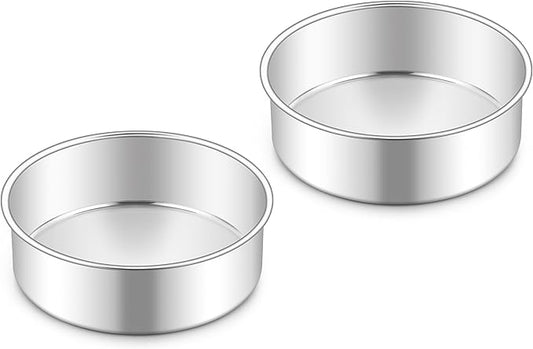 Homikit 6 Inch Cake Pan Set of 2, Stainless Steel Round Cake Pans, 2” Deep Small Nonstick Layer Cake Tins Baking Pan for Wedding Birthday Baby Shower Party, Mirror Finish & Dishwasher Safe