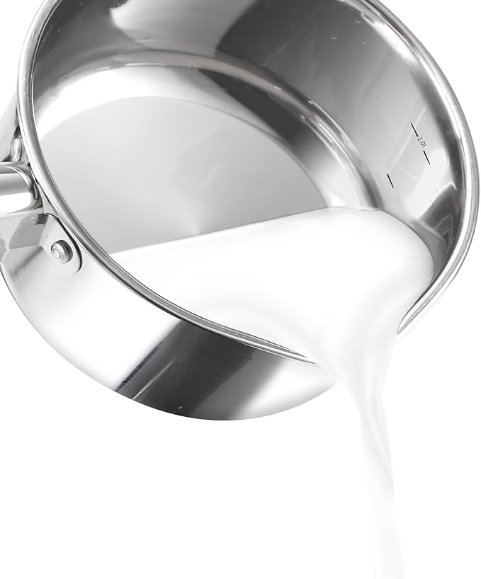 7-Piece Induction Ready Stainless Steel Cookware Set with Glass Lids,1.6QT Saucepan + 2.7QT/3.6QT/6.3QT Stockpots,Dishwasher Safe EvenHeat Tech Pro Kitchen Essentials