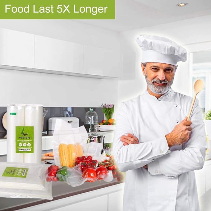 VacYaYa 200 Gallon Size 11 x 16 Inch Vacuum Sealer Freezer Storage Machine Bags for Food,Vac Seal a Meal Bags with BPA Free and Heavy Duty Sous Vide Vaccume Seal Safe PreCut Bag