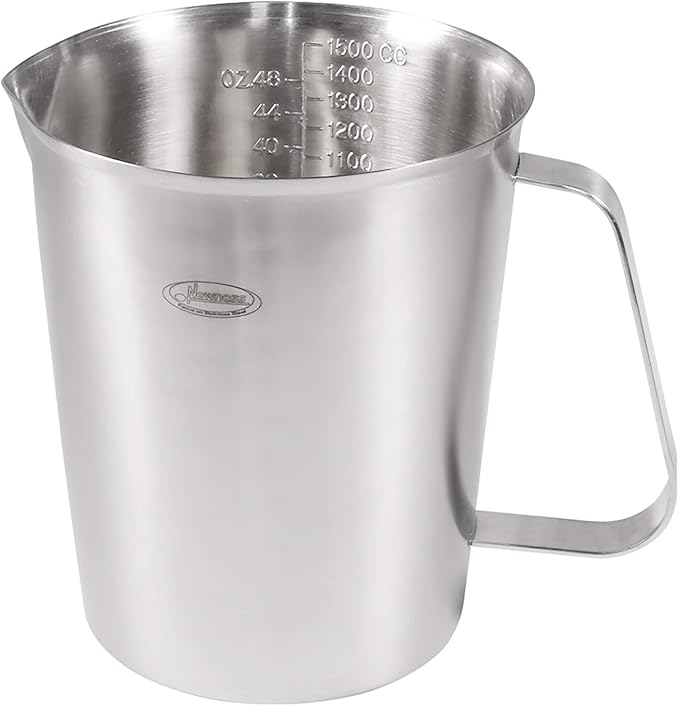 Measuring Cup, [Upgraded, 3 Measurement Scales, Including Cup Scale, ML Scale, Ounce Scale], Newness Stainless Steel Measuring Cup with Marking with Handle, 48 Ounces (1.5 Liter, 6 Cup)