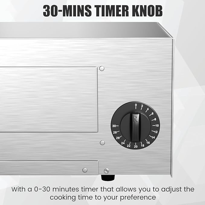 S AFSTAR 1450W Electric Pizza Oven, Stainless Steel Pizza Oven Countertop with Insulated Handle & Removable Tray, Commercial Pizza Maker Fits Pizzas up to 12" Diam for Restaurant Home Party