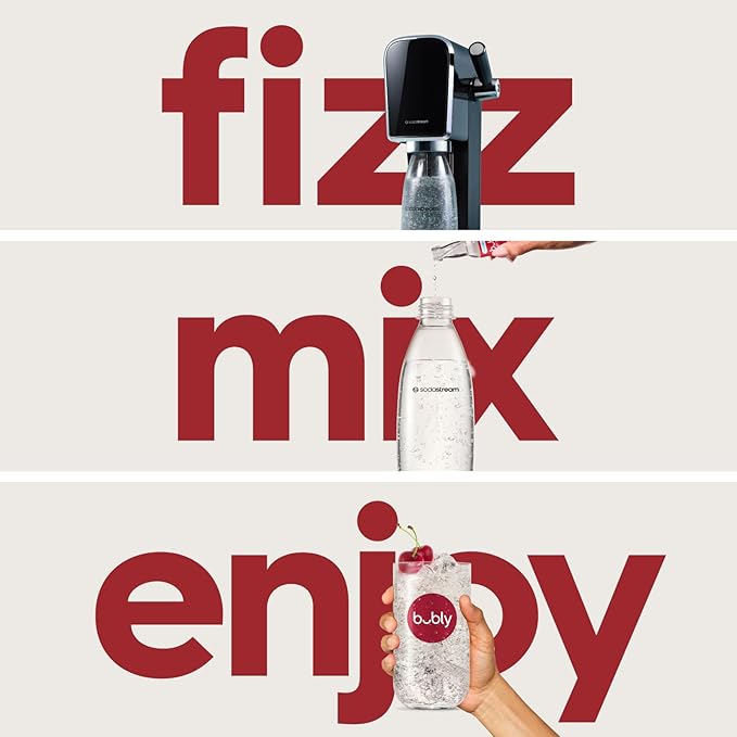 SodaStream - ART Sparkling Water Maker | VALUE BUNDLE | CQC CO2 system | Includes 2x CO2 Cylinders, 2x 32 Fl Oz Dishwasher Safe Bottles, 2x Bubly Flavor Drops | Combine with Pepsi Flavors | Black