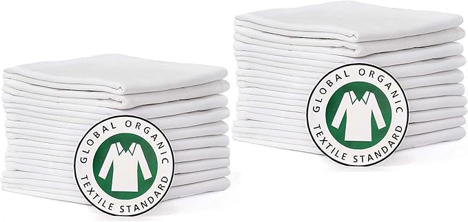 20 Pack Flour Sack Dish Towels, Organic Cotton, Hand Towels, Highly Absorbent, Tea Towels for Embroidery, Kitchen Dish Towels (White, 28x28(Set of 20))