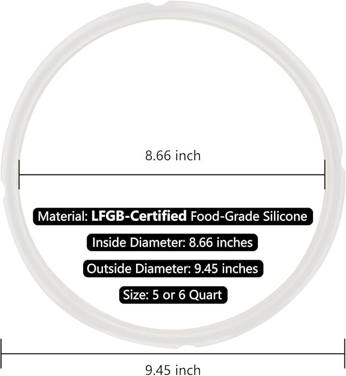 Silicone Sealing Rings Compatible for Instant Pot 6 Quart Pressure Cookers - 1 Pcs Replacement Silicone Gasket Seal Rings Fit IP-DUO60, DUO50, LUX60, LUX50, CSG60, and CSG50 - Clear