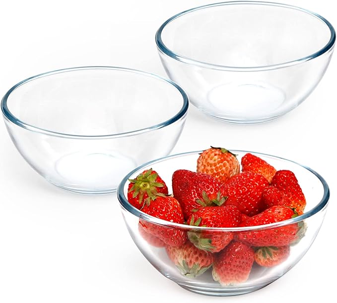 NUTRIUPS 5 Inch Small Glass Bowls, Glass Dessert Bowl Set, Clear Tempered Glass Sauce Bowls for Kitchen Microwave and Oven Safe