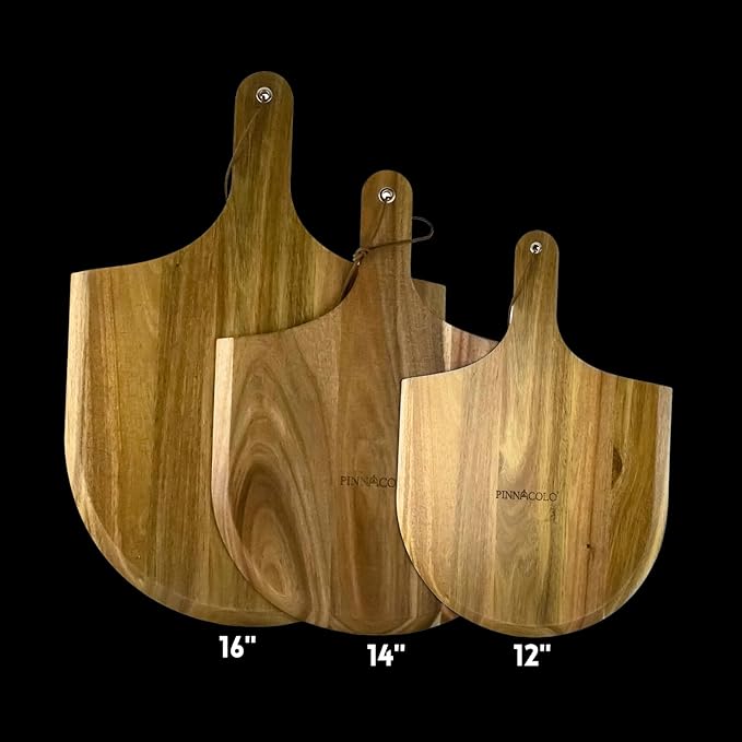 14 Inch Acacia Wooden Pizza Peel - Lightweight and Sturdy, Perfect for Homemade Pizza, Bread, and Pastries (Natural Wood Grain)