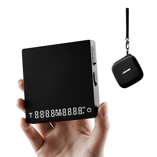 MHW-3BOMBER Super Mini Espresso Scale with Timer, Digital Coffee Scale with Espresso/Pour Over/Manual Mode, Rechargeable Coffee Bean Scale, Portable Scale with a Storage Bag for Outdoor Use,ES5788B