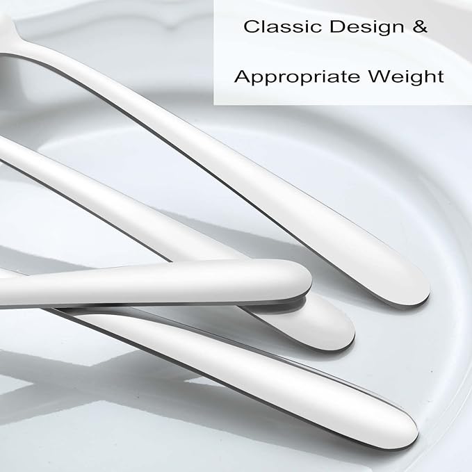 Pleafind 36-Pcs Dinner Spoons Set (7.4 inch), Spoons Silverware, Stainless Steel Spoon, Silver Spoons, Mirror Polished Tablespoon, Silverware Spoons for Home, Kitchen, Restaurant, Dishwasher Safe