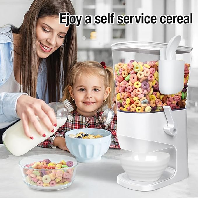 Cereal Dispenser Countertop With Bowls and Spoons Cereal Containers Storage for Pantry Snack Organizer Dry Food Storage Container with Lid for Kitchen Organization Oatmeal Nut Granola（2pcs White）