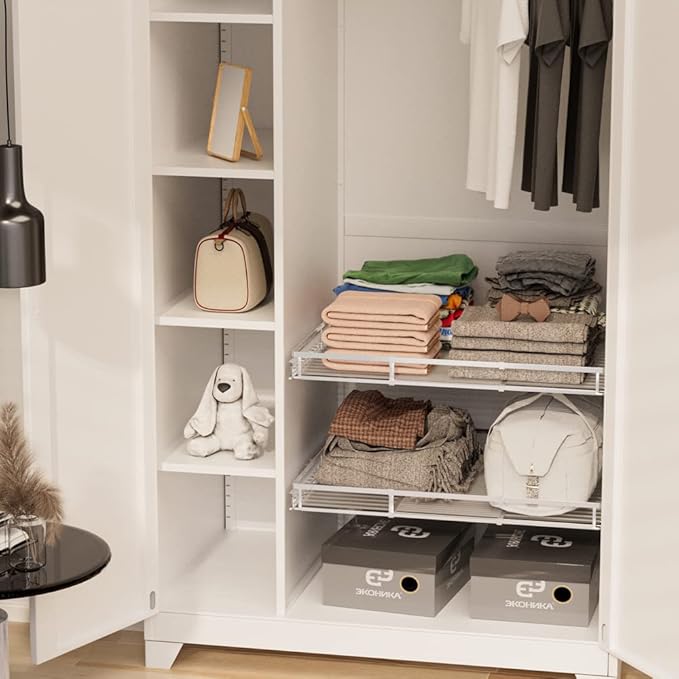 Large Pull Out Kitchen Cabinet Organizer, 22.7''-39.8''Width, Heavy Duty Slide Out Pantry Shelves Sliding Drawer Storage for Kitchen, Under Sink, Bathroom, Wardrobe, Set of 2