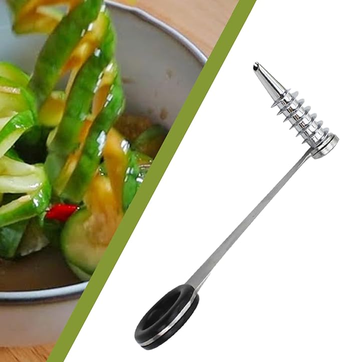 Cucumber Spiralizer Stainless Steel Zucchini Cutter Vegetable Spiralizer for Healthy Salads Manual Courgette Slicer Dishwasher Safe Handheld Kitchen Gadgets for Cucumber Potato Carrot