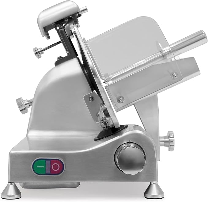 KWS Metal Collection MS-10DT Commercial 320W 10-Inch Meat Slicer Anodized Aluminum Base with Teflon Blade + Blade Removal Tool, Frozen Meat/Cheese/Food Slicer Quiet [ ETL, NSF Certified ]