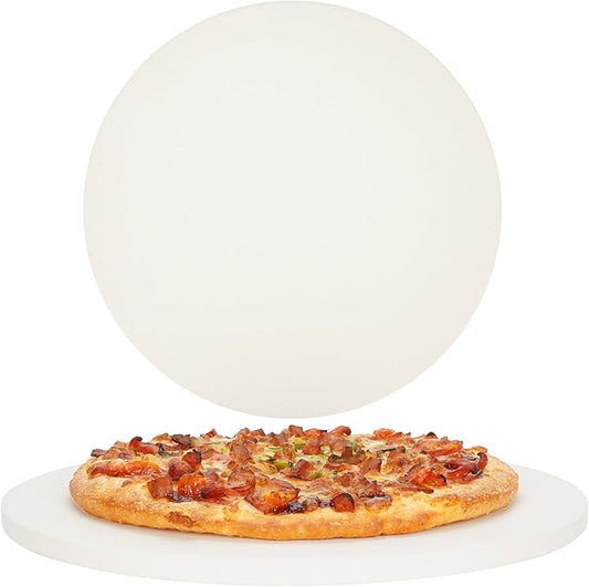 Round Pizza Stone for Grill and Oven- 16 inch Baking Stone Heavy-Duty Cordierite Pizza Stone for Bread, Cookies, Heat Proof BBQ Grilling Cooking Stone for Making Crisp Crust Pizza (White)